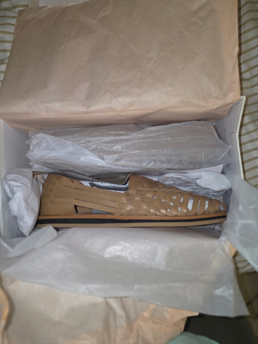 Men's Tan Woven Leather Casual Slip-On Shoes